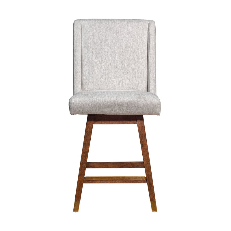 Constantine Swivel Counter Stool in Brown Oak Wood Finish with Beige Fabric - Furniture City (CA)l