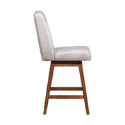Constantine Swivel Counter Stool in Brown Oak Wood Finish with Beige Fabric - Furniture City (CA)l