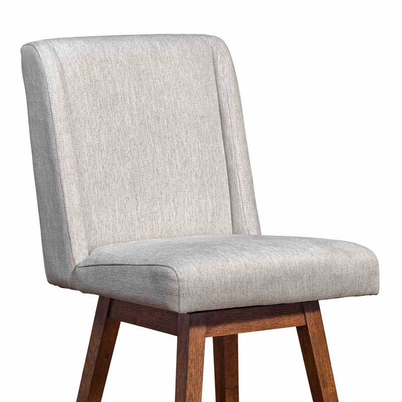 Constantine Swivel Counter Stool in Brown Oak Wood Finish with Beige Fabric - Furniture City (CA)l