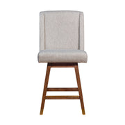 Constantine Swivel Counter Stool in Brown Oak Wood Finish with Taupe Fabric - Furniture City (CA)l