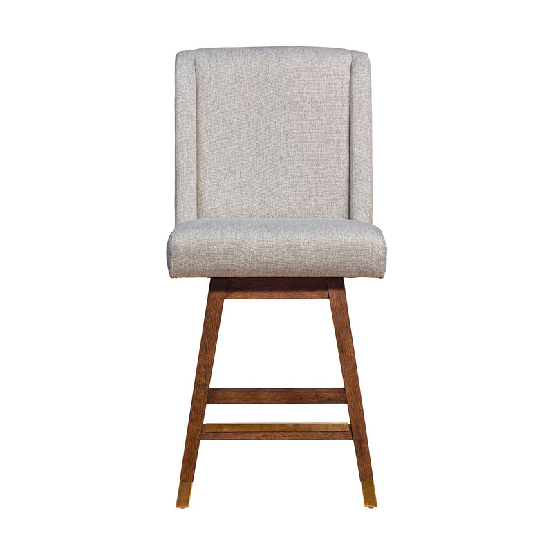 Constantine Swivel Counter Stool in Brown Oak Wood Finish with Taupe Fabric - Furniture City (CA)l