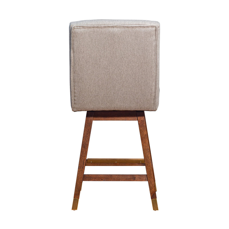 Constantine Swivel Counter Stool in Brown Oak Wood Finish with Taupe Fabric - Furniture City (CA)l