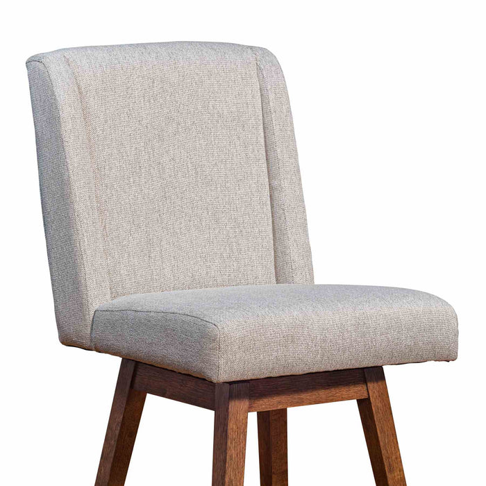 Constantine Swivel Counter Stool in Brown Oak Wood Finish with Taupe Fabric