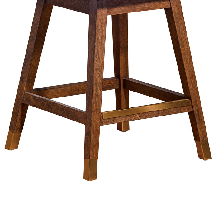 Constantine Swivel Counter Stool in Brown Oak Wood Finish with Taupe Fabric