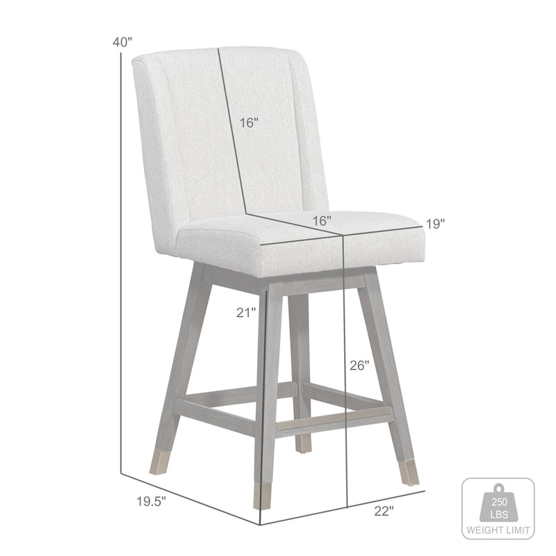 Constantine Swivel Counter Stool in Brown Oak Wood Finish with Taupe Fabric - Furniture City (CA)l