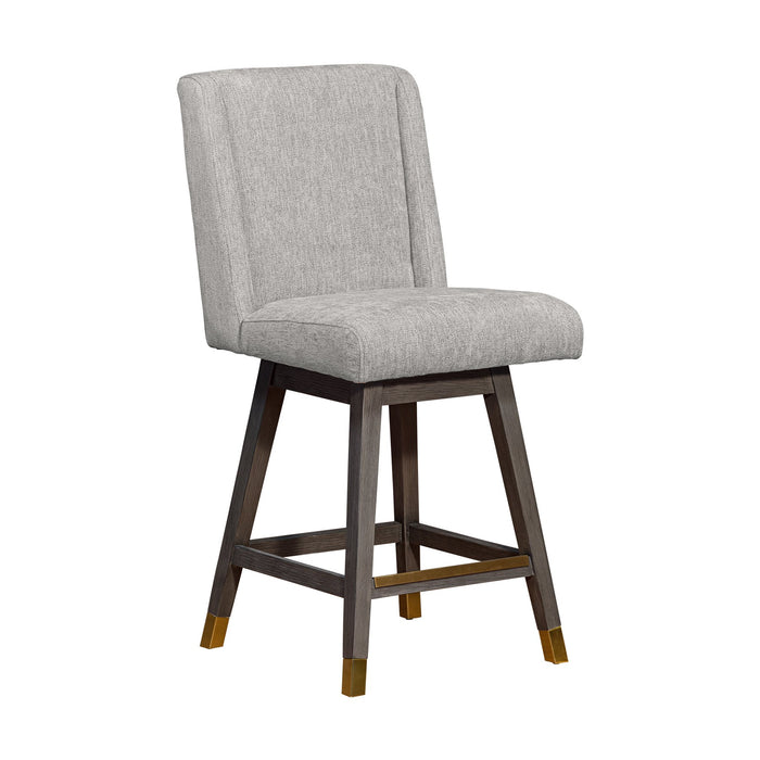 Constantine Swivel Counter Stool in Gray Oak Wood Finish with Mocha Fabric