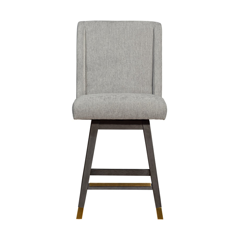 Constantine Swivel Counter Stool in Gray Oak Wood Finish with Mocha Fabric - Furniture City (CA)l