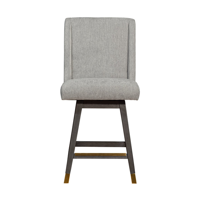 Constantine Swivel Counter Stool in Gray Oak Wood Finish with Mocha Fabric