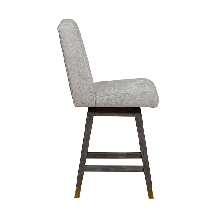 Constantine Swivel Counter Stool in Gray Oak Wood Finish with Mocha Fabric