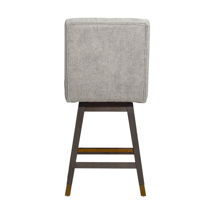 Constantine Swivel Counter Stool in Gray Oak Wood Finish with Mocha Fabric