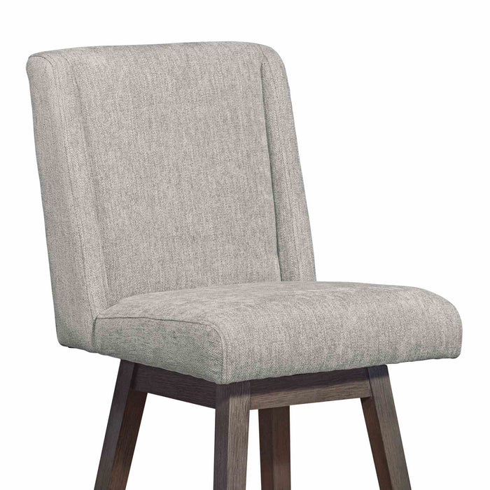 Constantine Swivel Counter Stool in Gray Oak Wood Finish with Mocha Fabric