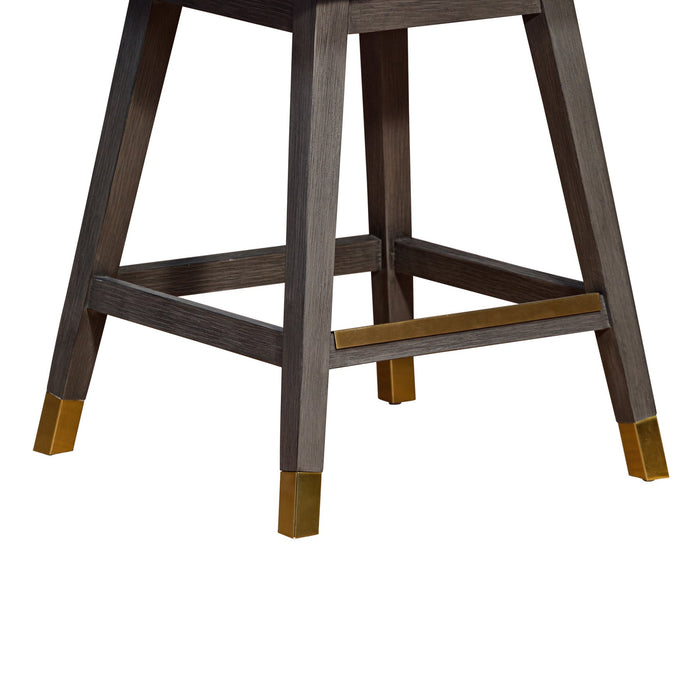 Constantine Swivel Counter Stool in Gray Oak Wood Finish with Mocha Fabric