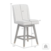 Constantine Swivel Counter Stool in Gray Oak Wood Finish with Mocha Fabric - Furniture City (CA)l