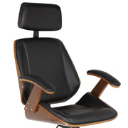 Century Office Chair with Multifunctional Mechanism in Chrome finish with Black Faux Leather and Walnut Veneer Back - Furniture City (CA)l