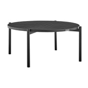 Clementine Outdoor Patio Round Coffee Table in Black Aluminum - Furniture City (CA)l