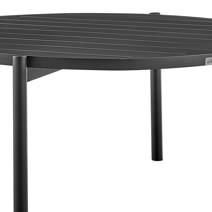 Clementine Outdoor Patio Round Coffee Table in Black Aluminum