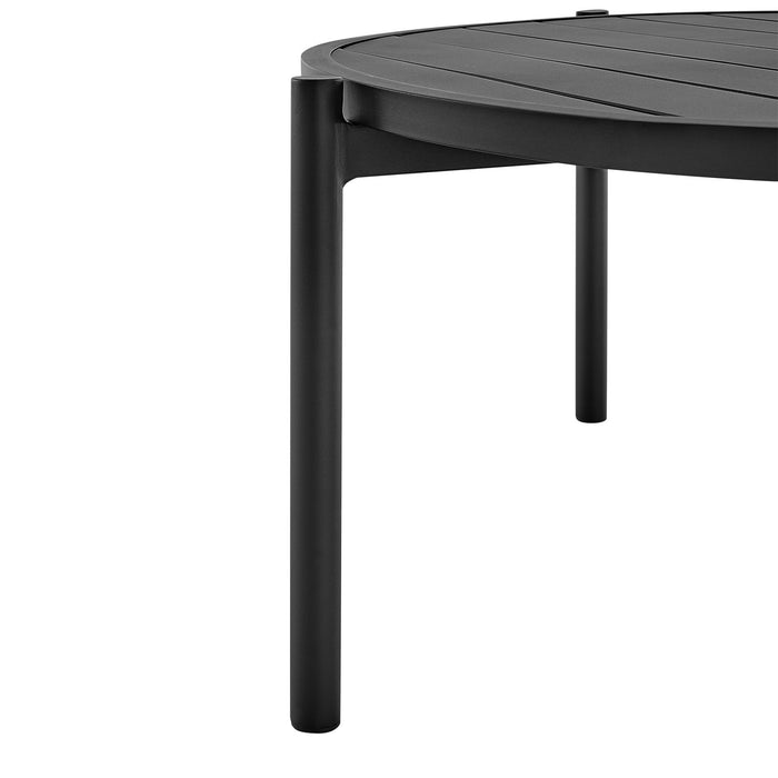 Clementine Outdoor Patio Round Coffee Table in Black Aluminum
