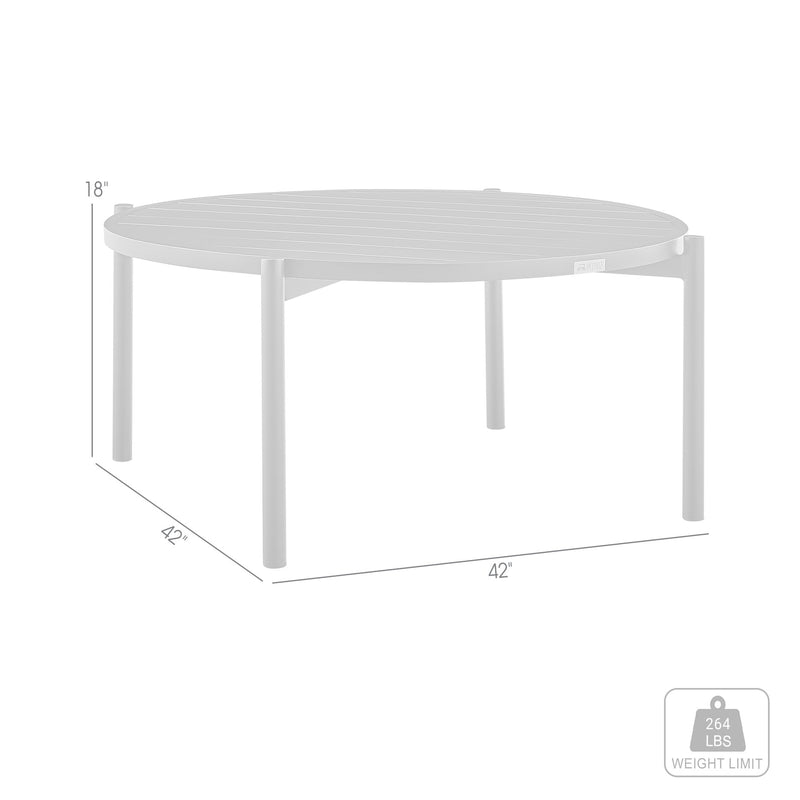 Clementine Outdoor Patio Round Coffee Table in Black Aluminum - Furniture City (CA)l