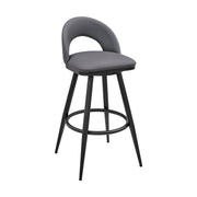 Charlotte Swivel Counter Stool in Black Metal and Gray Faux Leather - Furniture City (CA)l