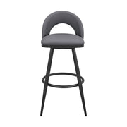 Charlotte Swivel Counter Stool in Black Metal and Gray Faux Leather - Furniture City (CA)l