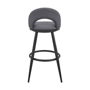 Charlotte Swivel Counter Stool in Black Metal and Gray Faux Leather - Furniture City (CA)l