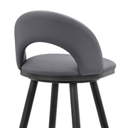 Charlotte Swivel Counter Stool in Black Metal and Gray Faux Leather - Furniture City (CA)l