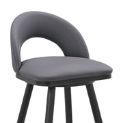 Charlotte Swivel Bar Stool in Black Metal with Gray Faux Leather - Furniture City (CA)l