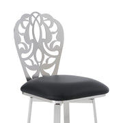 Cherie Contemporary 26" Counter Height Barstool in Brushed Stainless Steel Finish and Black Faux Leather - Furniture City (CA)l