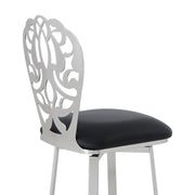 Cherie Contemporary 26" Counter Height Barstool in Brushed Stainless Steel Finish and Black Faux Leather - Furniture City (CA)l