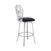 Cherie Contemporary 30" Bar Height Barstool in Brushed Stainless Steel Finish and Black Faux Leather - Furniture City (CA)l