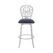 Cherie Contemporary 26" Counter Height Barstool in Brushed Stainless Steel Finish and Gray Faux Leather - Furniture City (CA)l