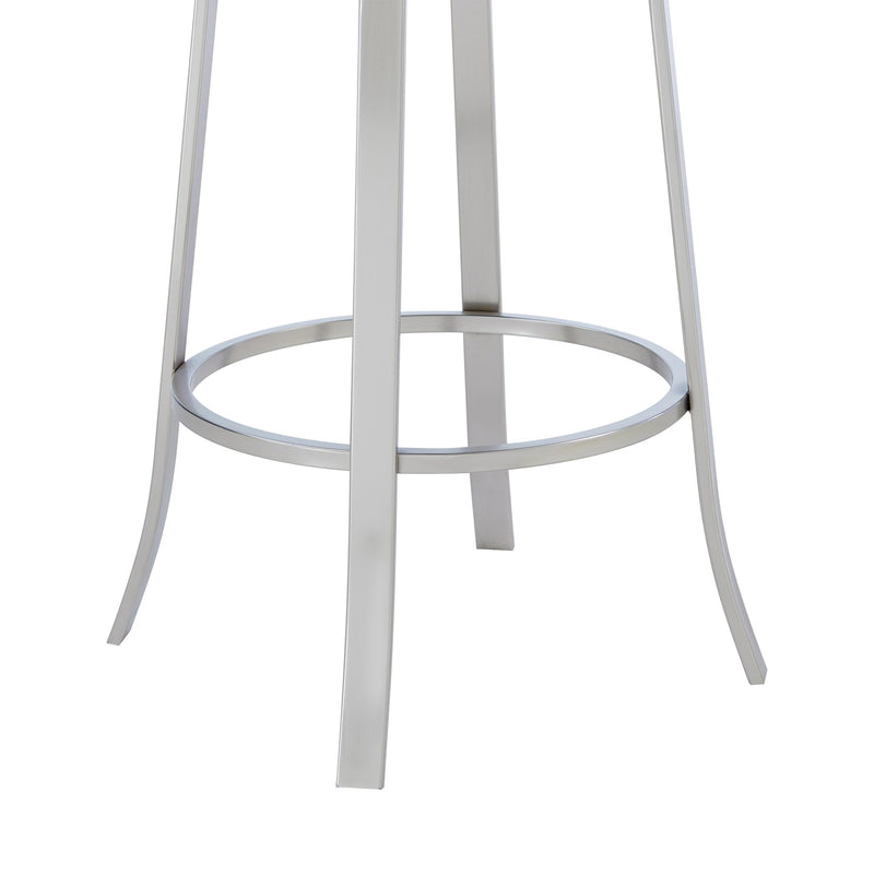 Cherie Contemporary 26" Counter Height Barstool in Brushed Stainless Steel Finish and Gray Faux Leather - Furniture City (CA)l