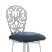 Cherie Contemporary 30" Bar Height Barstool in Brushed Stainless Steel Finish and Gray Faux Leather - Furniture City (CA)l