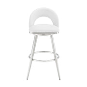 Charlotte 26" Swivel Counter Stool in Brushed Stainless Steel with White Faux Leather - Furniture City (CA)l