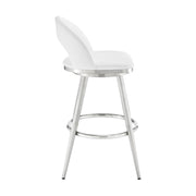 Charlotte 30" Swivel Bar Stool in Brushed Stainless Steel with White Faux Leather - Furniture City (CA)l