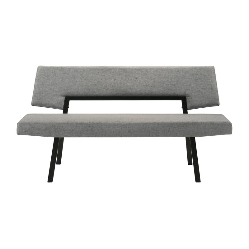 Channell Wood Dining Bench in Black Finish with Charcoal Fabric - Furniture City (CA)l