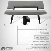 Channell Wood Dining Bench in Black Finish with Charcoal Fabric - Furniture City (CA)l