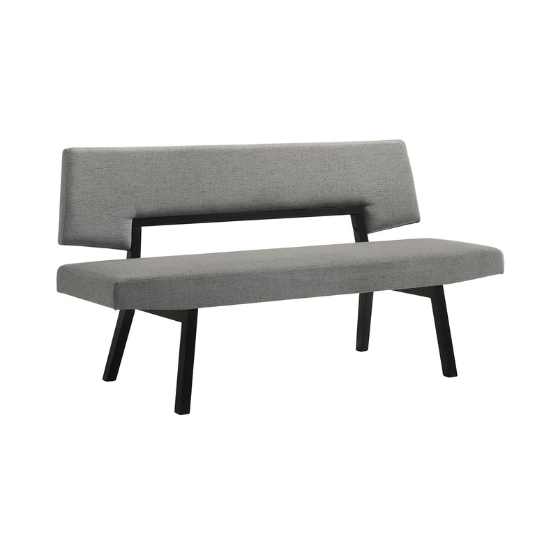 Channell Wood Dining Bench in Black Finish with Charcoal Fabric - Furniture City (CA)l