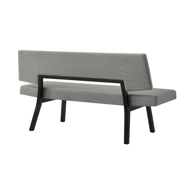 Channell Wood Dining Bench in Black Finish with Charcoal Fabric - Furniture City (CA)l