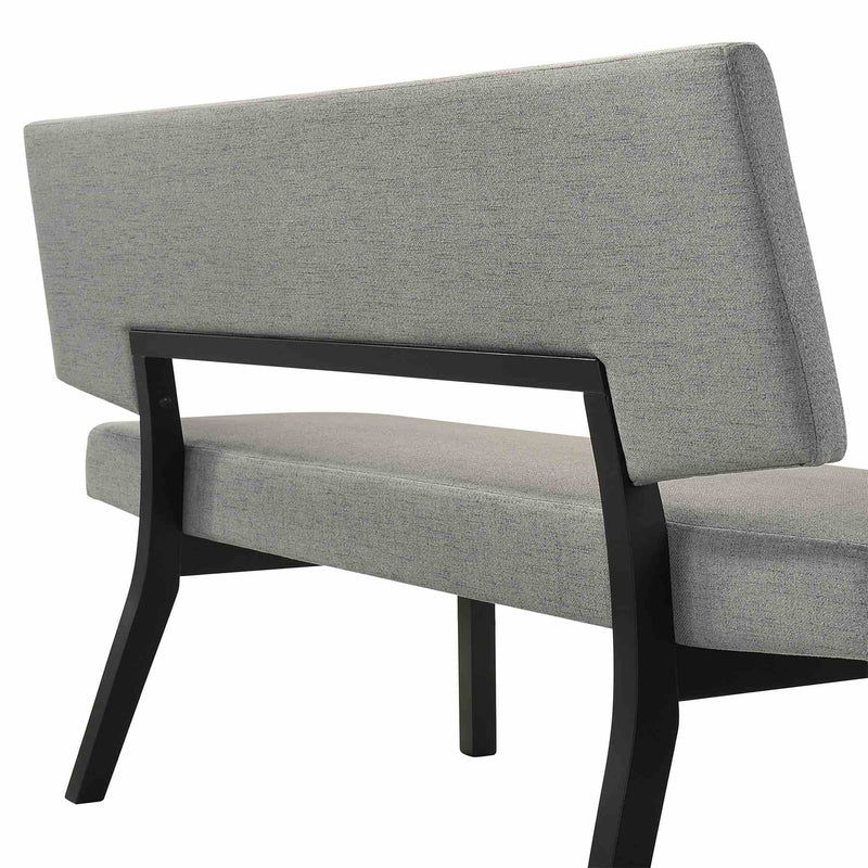 Channell Wood Dining Bench in Black Finish with Charcoal Fabric - Furniture City (CA)l