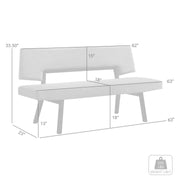 Channell Wood Dining Bench in Black Finish with Charcoal Fabric - Furniture City (CA)l