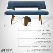 Channell Wood Dining Bench in Walnut Finish with Blue Fabric - Furniture City (CA)l