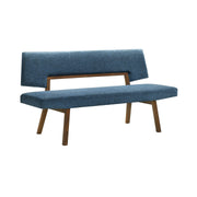 Channell Wood Dining Bench in Walnut Finish with Blue Fabric - Furniture City (CA)l
