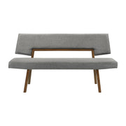 Channell Wood Dining Bench in Walnut Finish with Charcoal Fabric - Furniture City (CA)l