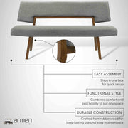 Channell Wood Dining Bench in Walnut Finish with Charcoal Fabric - Furniture City (CA)l