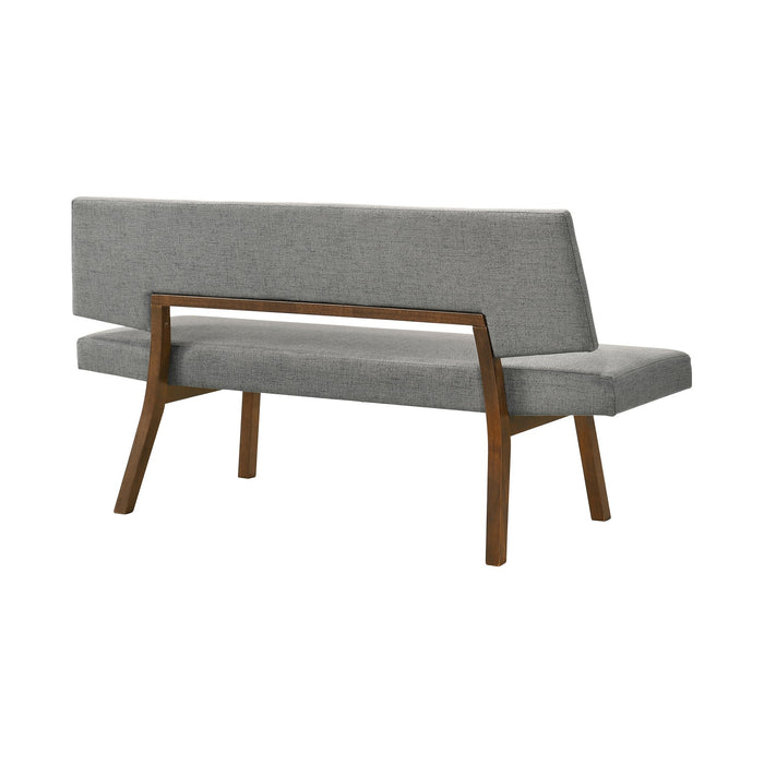 Channell Wood Dining Bench in Walnut Finish with Charcoal Fabric