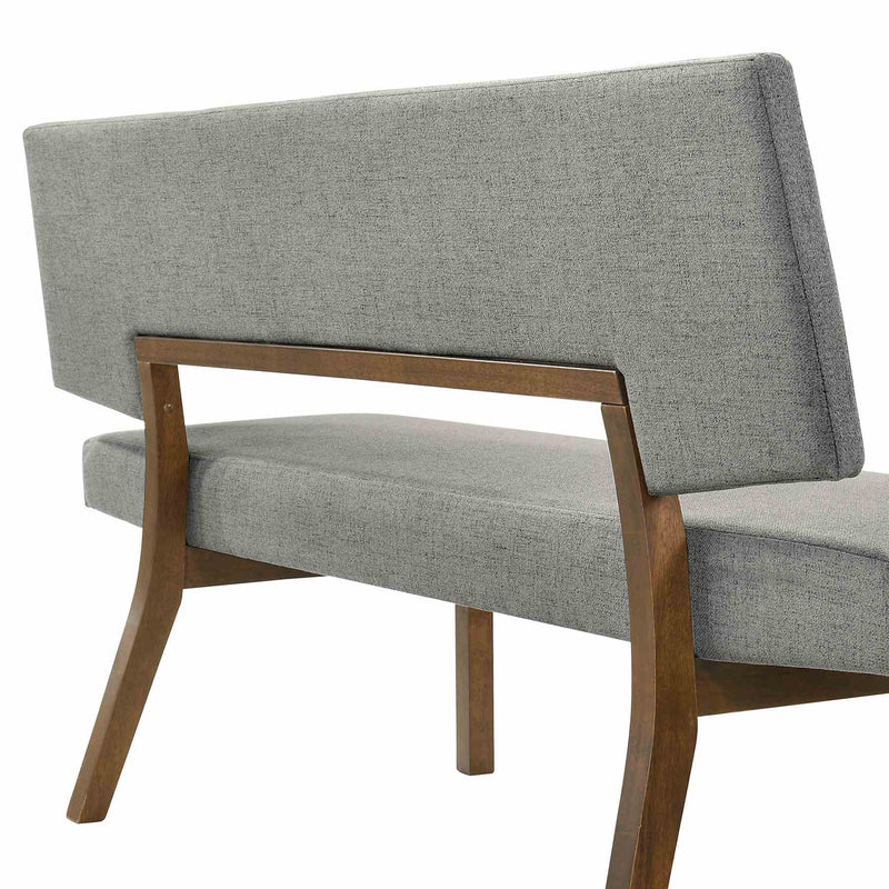Channell Wood Dining Bench in Walnut Finish with Charcoal Fabric - Furniture City (CA)l