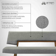 Channell Wood Dining Bench in Walnut Finish with Charcoal Fabric - Furniture City (CA)l