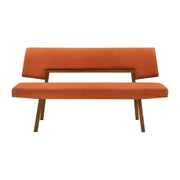 Channell Wood Dining Bench in Walnut Finish with Orange Fabric - Furniture City (CA)l