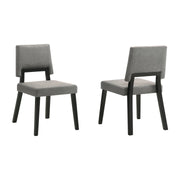 Channell Wood Dining Chair in Black Finish with Charcoal Fabric - Set of 2 - Furniture City (CA)l